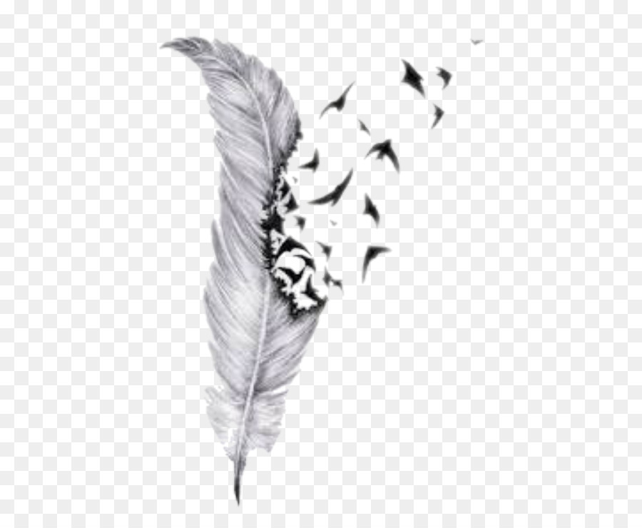 Download Feather With Birds Tattoo Stencil