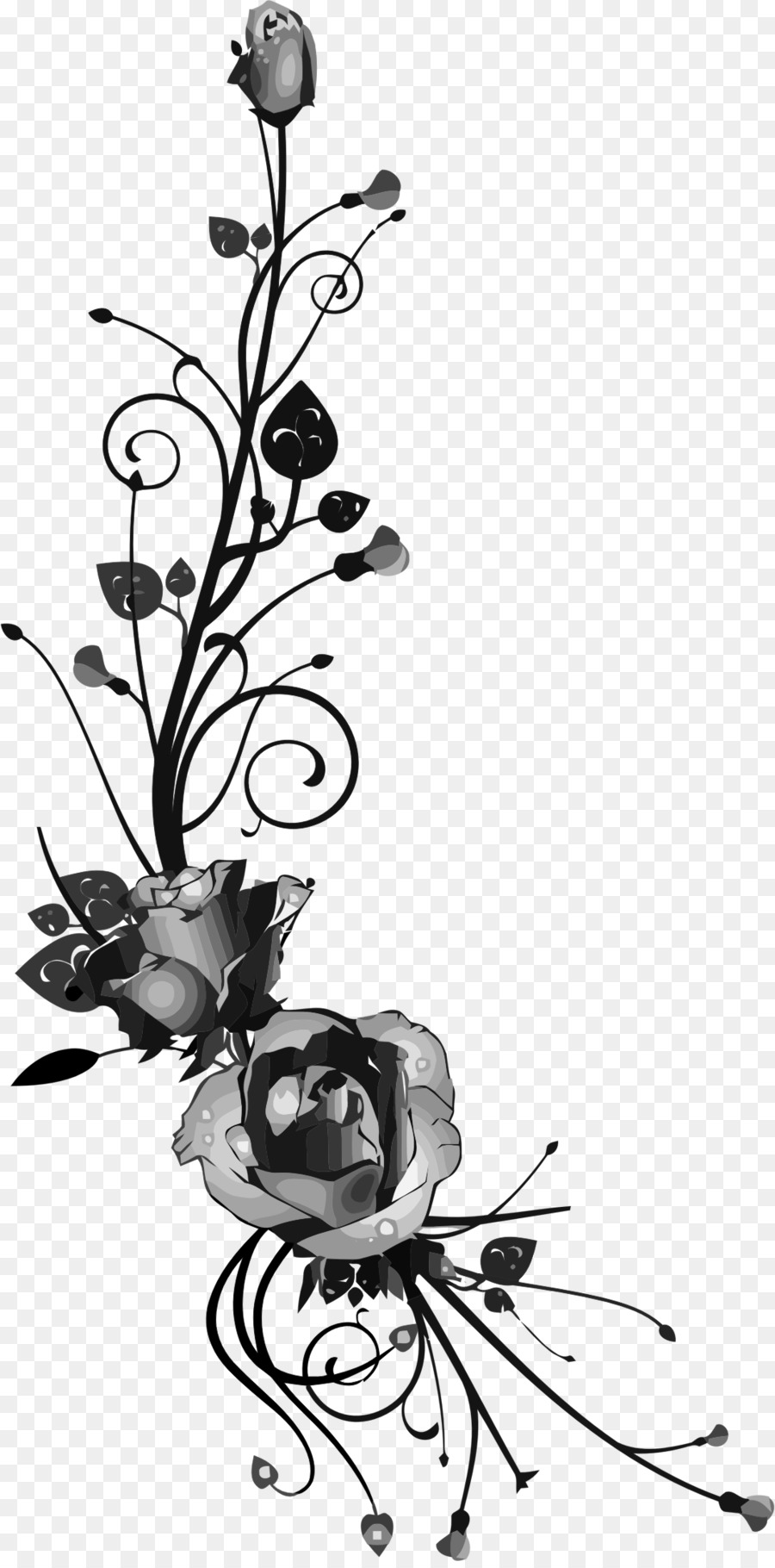 Black And White Flower Clipart Drawing Rose Flower Transparent Clip Art