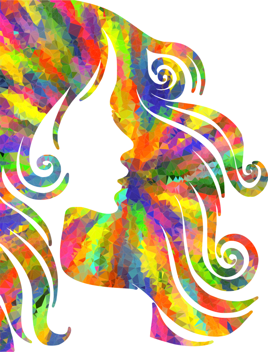 Rainbow Color Background Clipart Color Hair Silhouette Transparent Clip Art