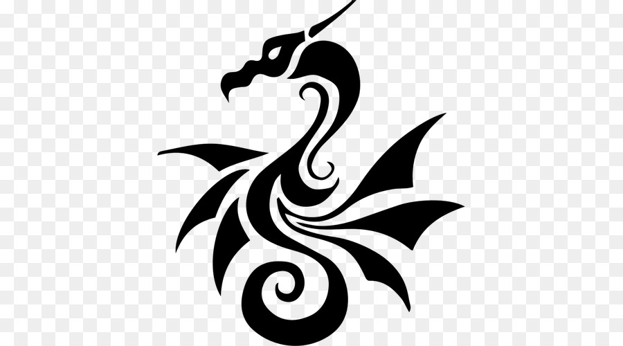 Black And White Flower Clipart Tattoo Dragon Leaf