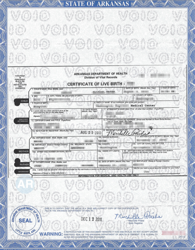 certified copy of birth certificate arkansas