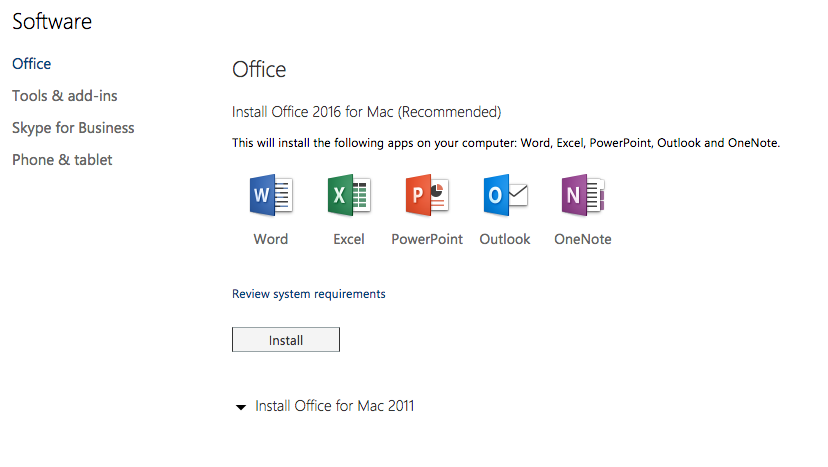 mac system requirements for office 365