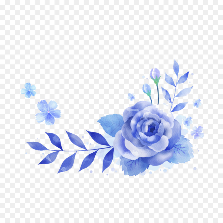 Blue Watercolor Flowers Clipart Rose Flower Blue Transparent Clip Art