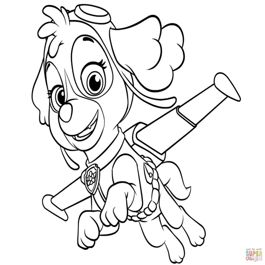 Paw Patrol Skye Christmas Coloring Pages - coloringpages2019