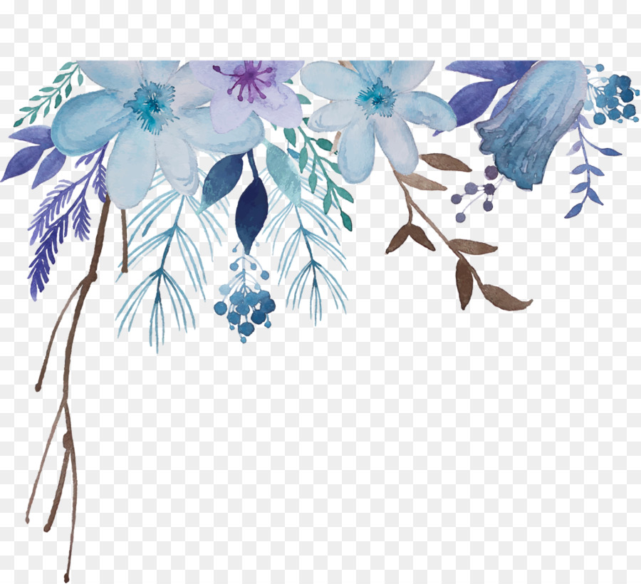 Blue Watercolor Flowers Clipart Painting Illustration Flower Transparent Clip Art