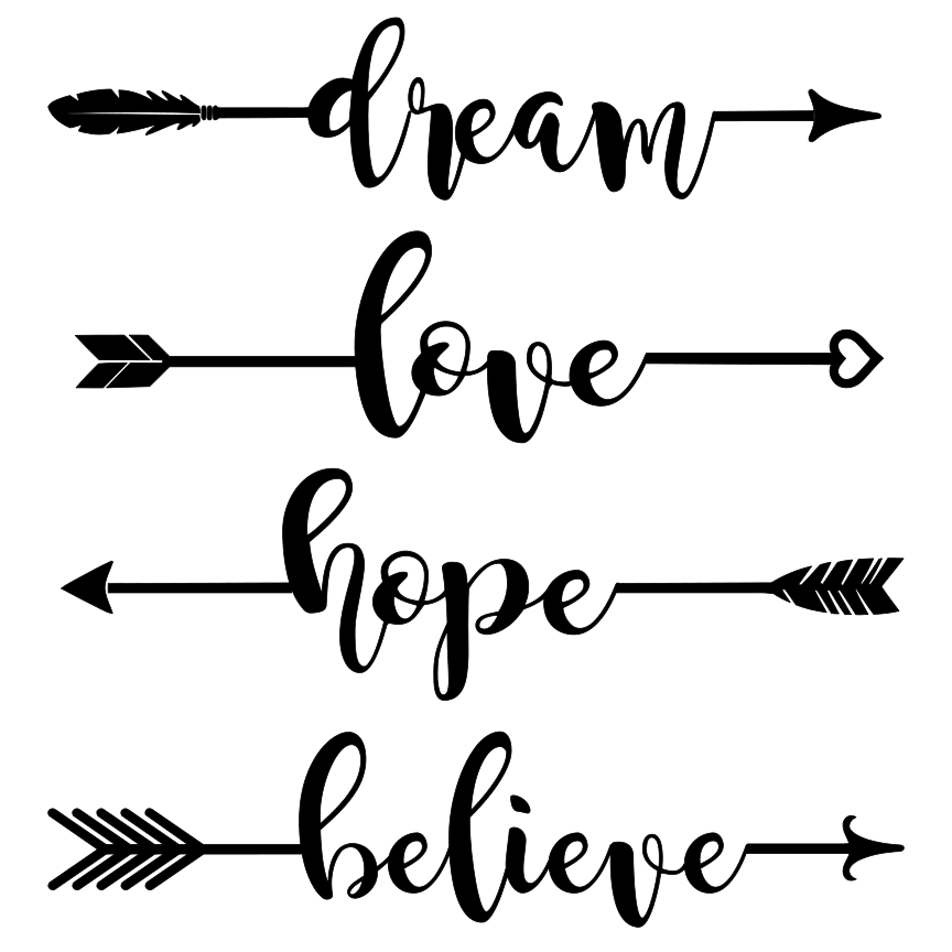 Transparent and White Background Love Live Dream Happy Cursive Drawing SVG PNG Inspirational Words Downloadable Art Jpeg PDF