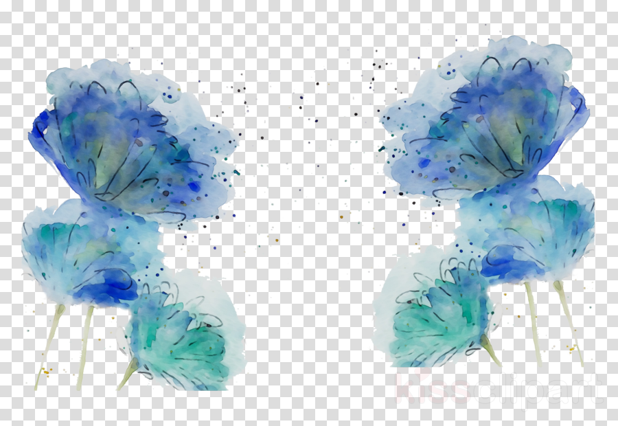 Watercolor Flower Background Clipart Blue Painting Drawing Transparent Clip Art