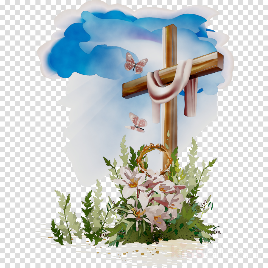 Floral Flower Background Clipart Easter Religion Cross Transparent Clip Art