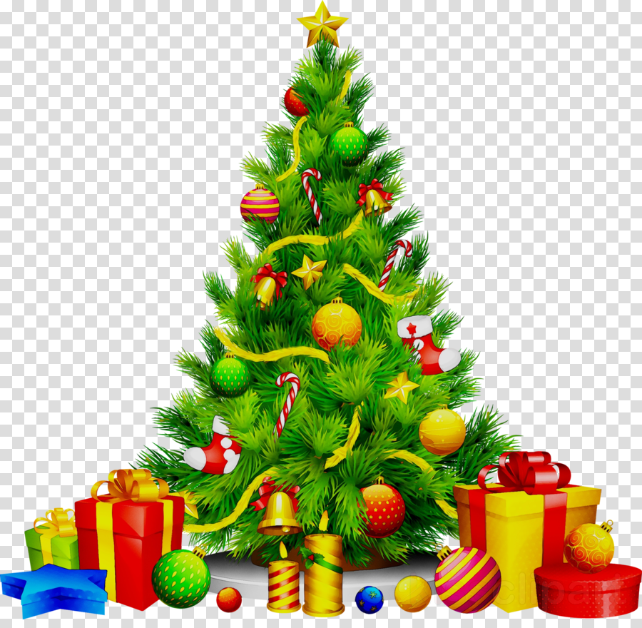 Transparent Christmas Tree With Presents Clipart / Clipart Of Christmas ...