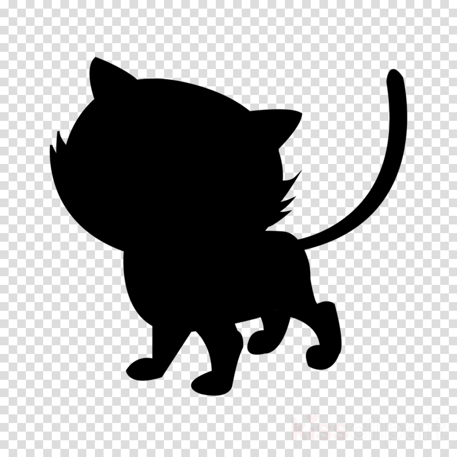 Black Line Background Clipart Cat Kitten Silhouette