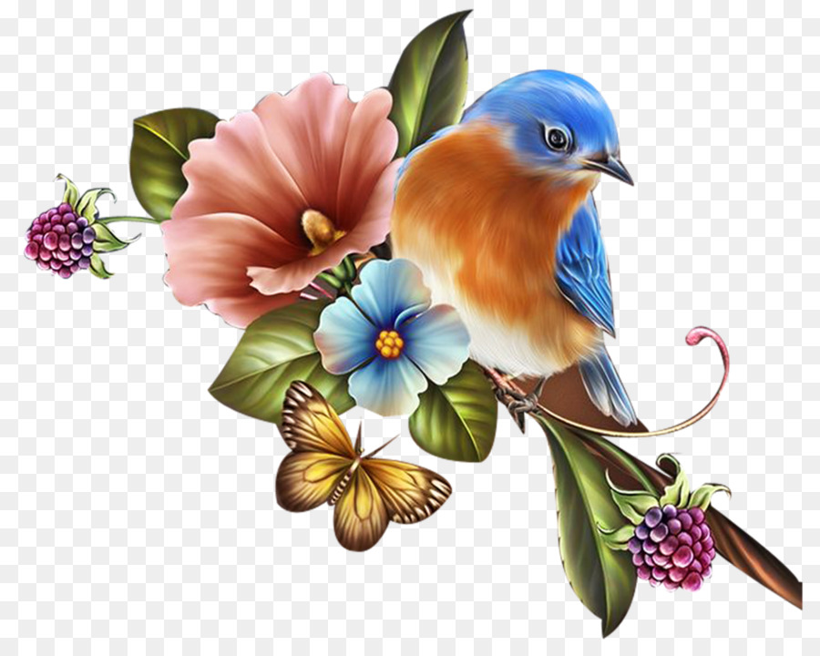 Watercolor Flower Background Clipart - Bird, Flower, Plant, Transparent Clip Art