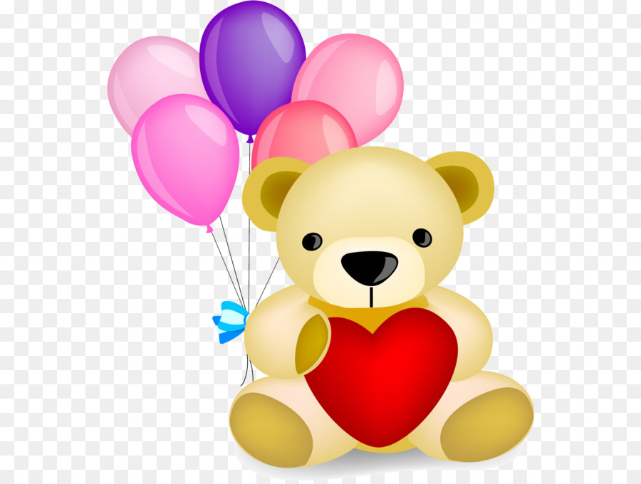 Teddy Bear Cartoon clipart - Balloon, Heart, Bear, transparent clip art.