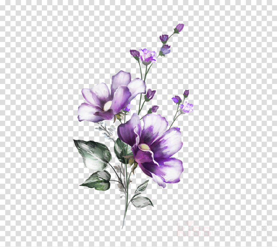 Purple Watercolor Flower Clipart - Art, Transparent Clip Art