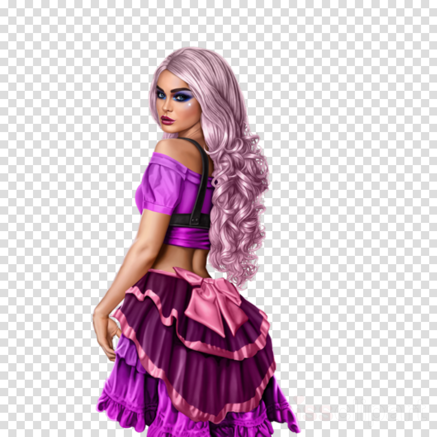 doll clothing barbie purple wig