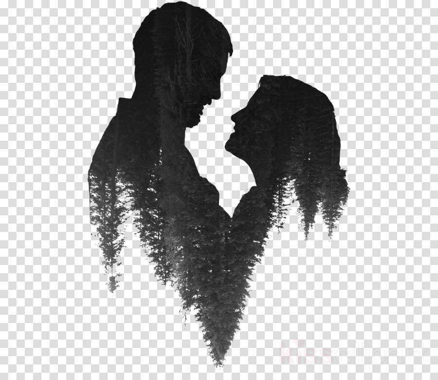 silhouette black-and-white love shadow neck clipart - Silhouette