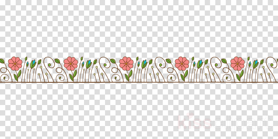 Flower Border Flower Background Floral Line Clipart Green Pink Leaf Transparent Clip Art