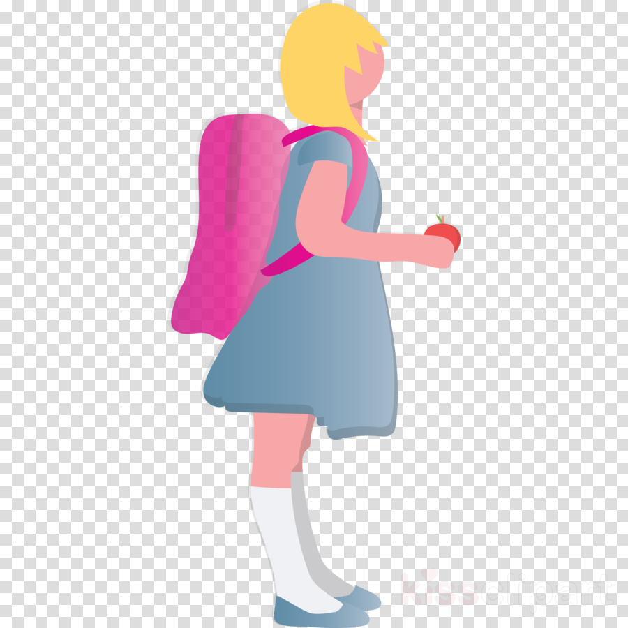 Student Boy Girl Clipart Pink Cartoon Standing Transparent Clip Art