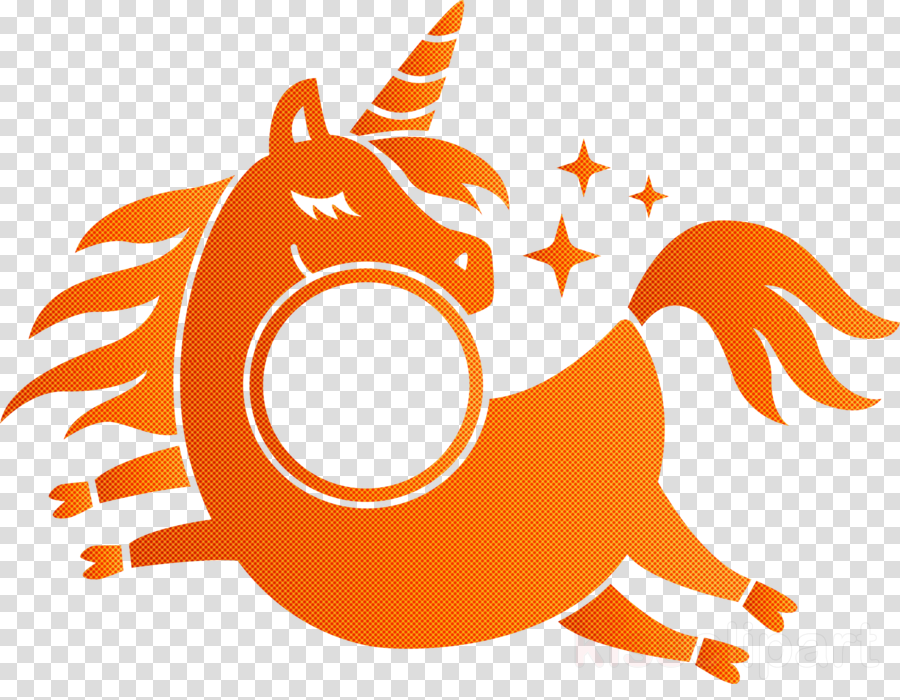 unicorn frame clipart - Orange, Cartoon, Logo, transparent clip art