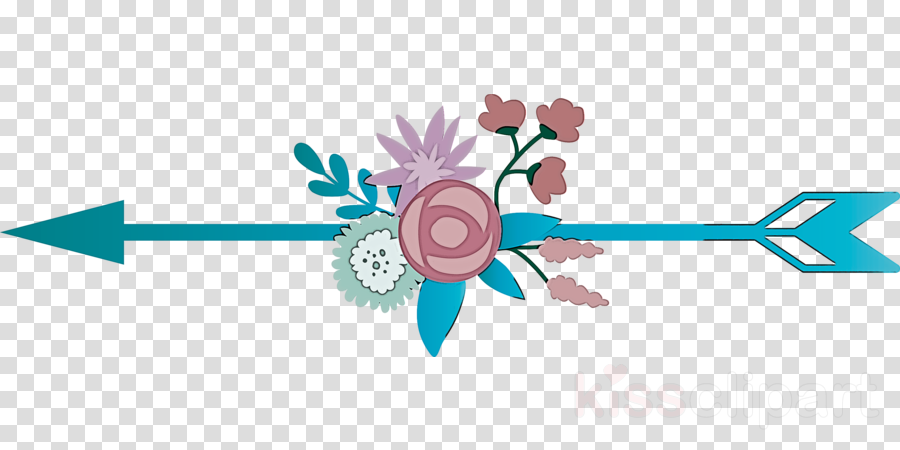 Wedding Arrow Flower Arrow Flowers Clipart Pink Turquoise Aqua Transparent Clip Art