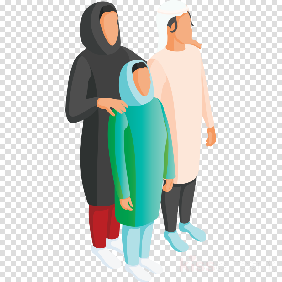Arabic Family Arab People Arabs Clipart Green Cartoon Standing Transparent Clip Art